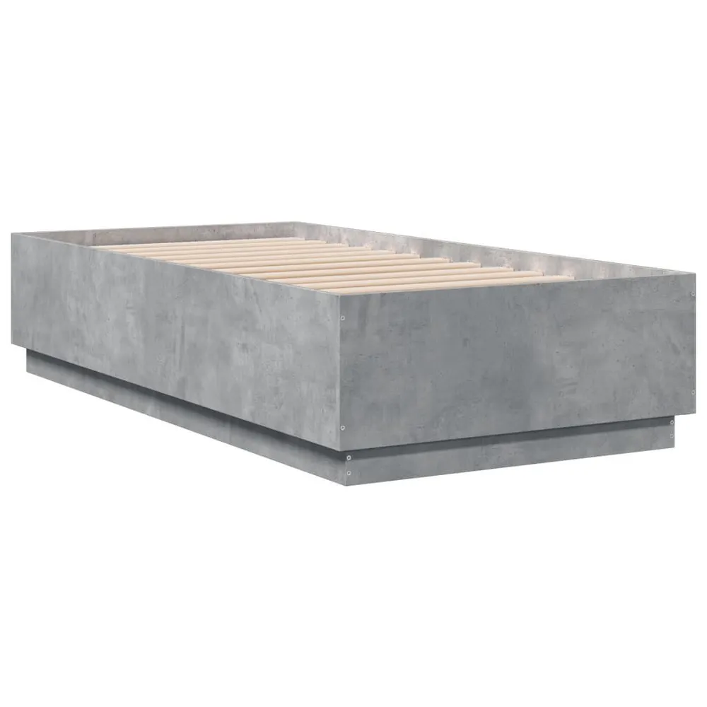 Bedframe bewerkt hout betongrijs 75x190 cm