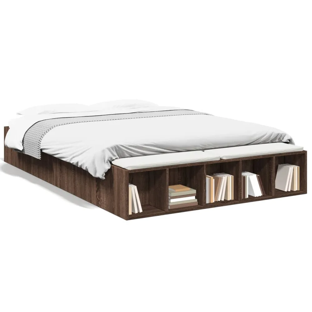 Bedframe bewerkt hout bruin eikenkleur 140x200 cm
