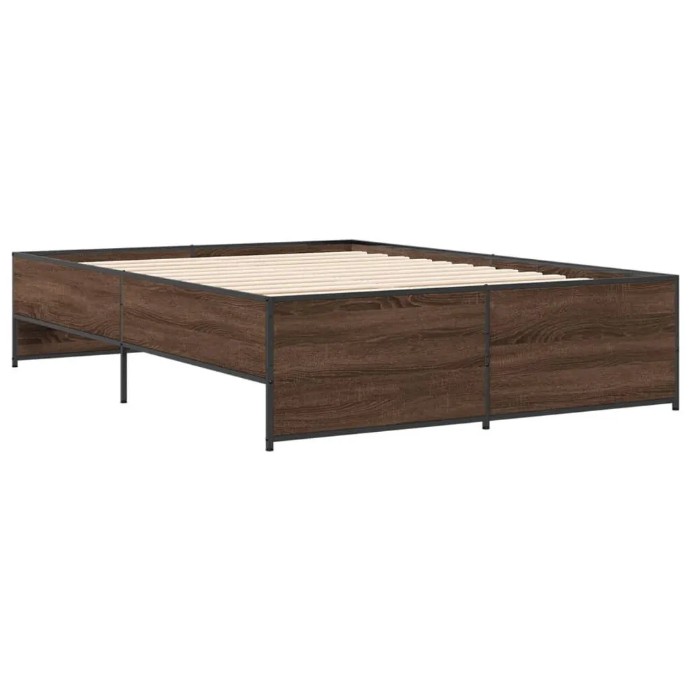 Bedframe bewerkt hout metaal bruin eikenkleur 120x190 cm