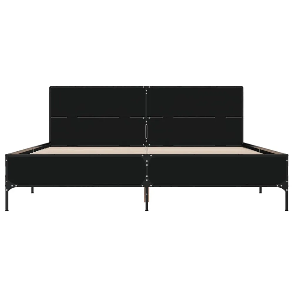 Bedframe bewerkt hout metaal zwart 120x200 cm