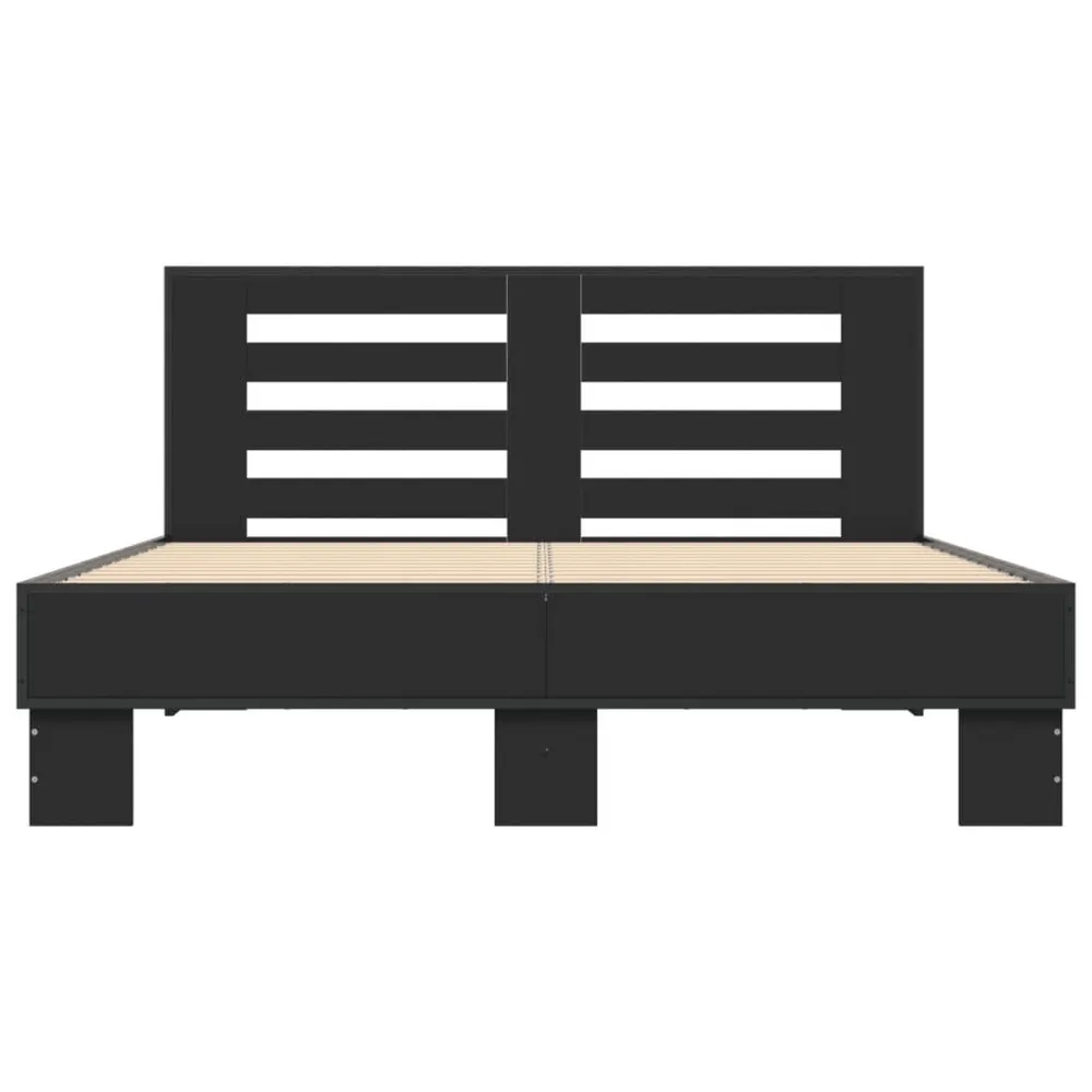 Bedframe bewerkt hout metaal zwart 120x200 cm