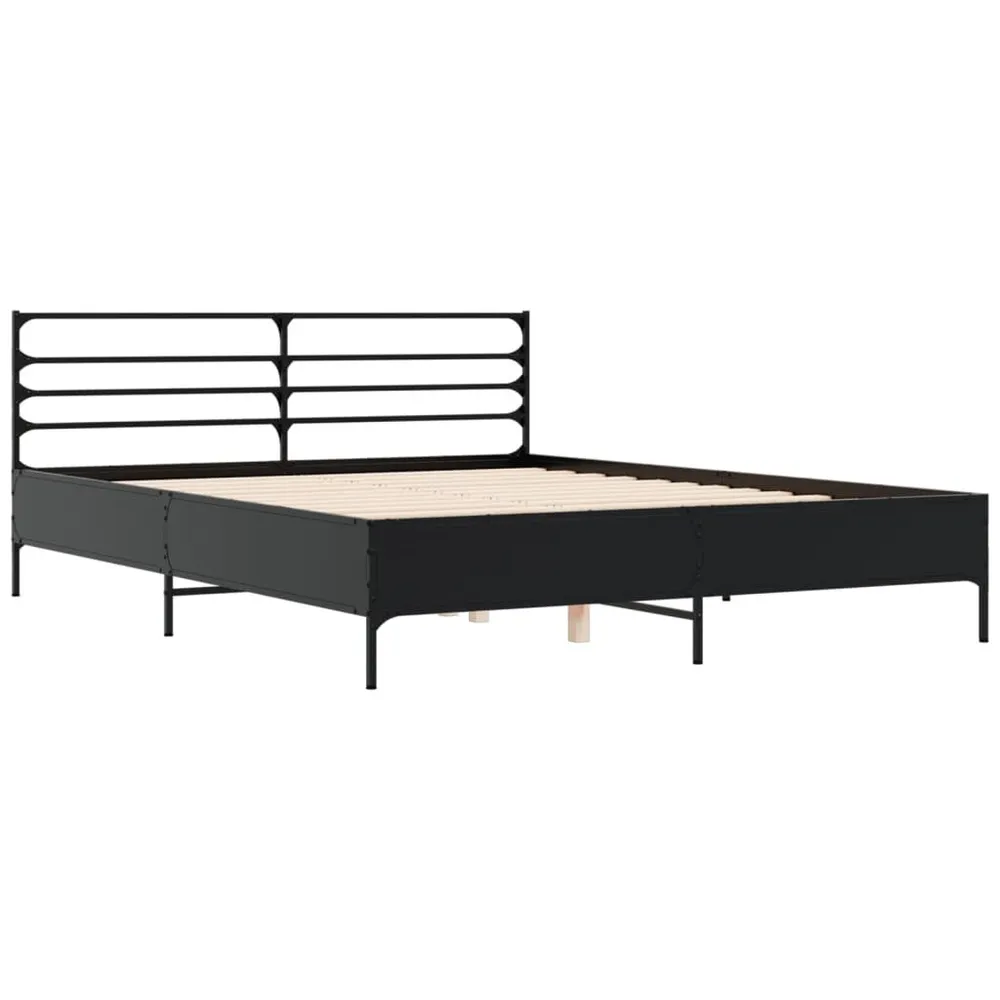 Bedframe bewerkt hout metaal zwart 150x200 cm