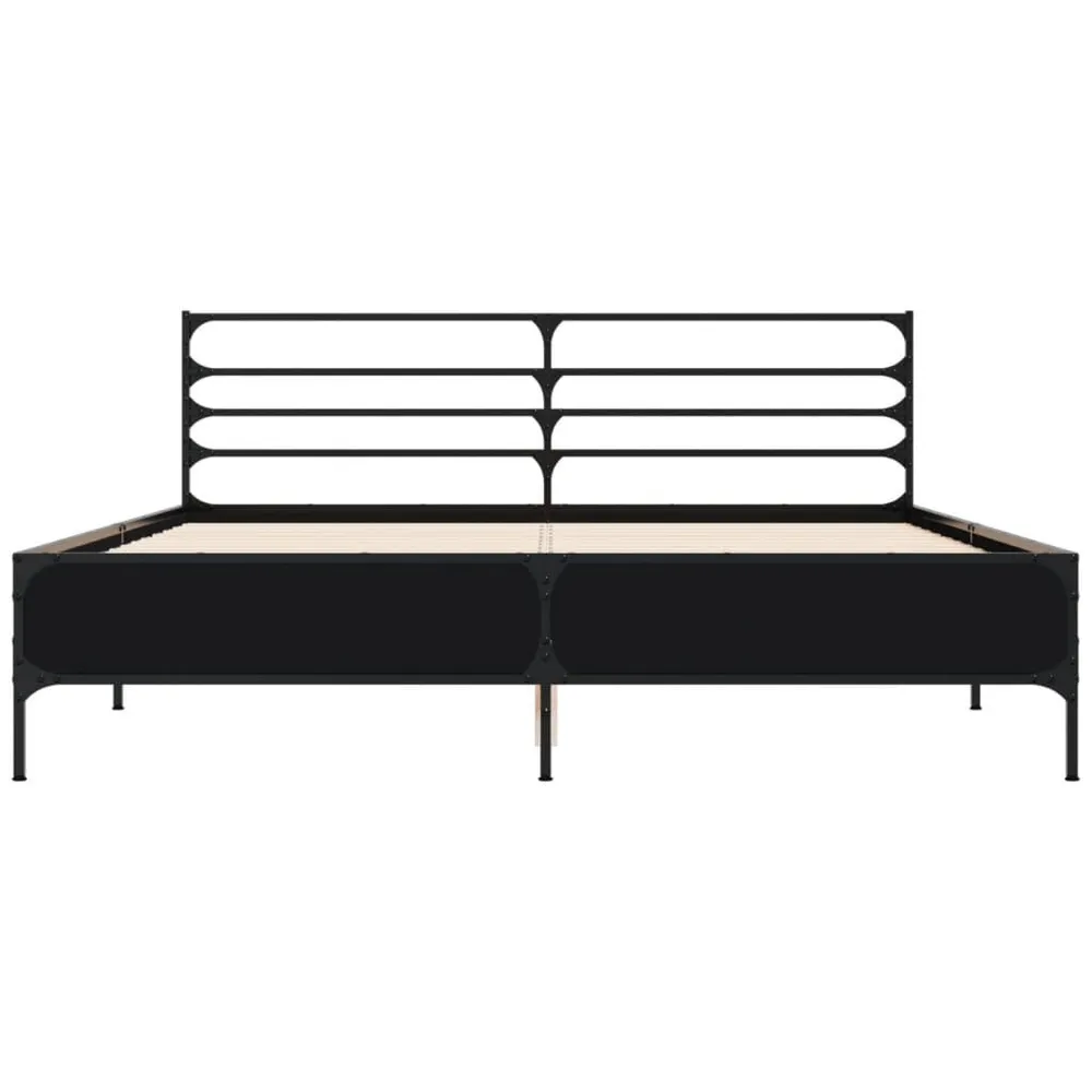 Bedframe bewerkt hout metaal zwart 150x200 cm