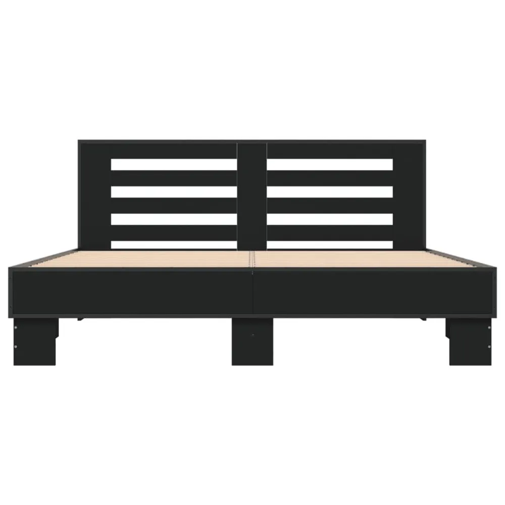 Bedframe bewerkt hout metaal zwart 150x200 cm
