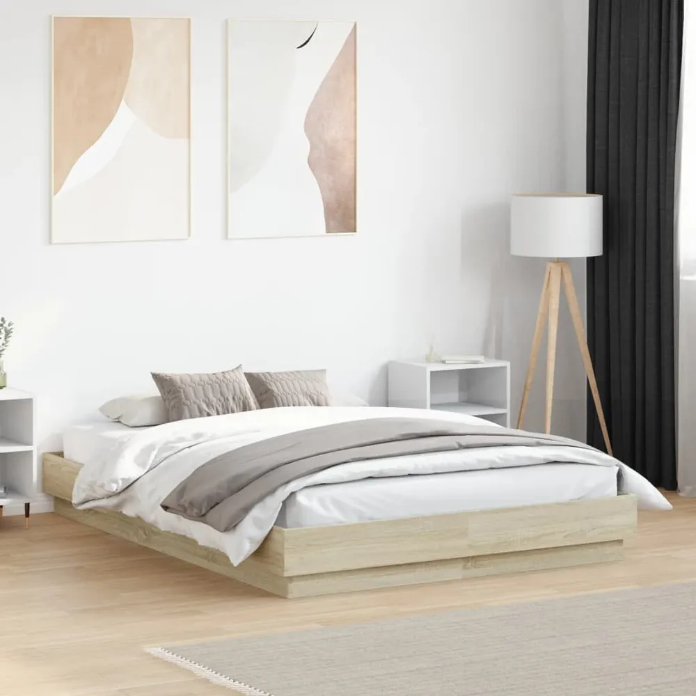 Bedframe bewerkt hout sonoma eikenkleurig 120x190 cm