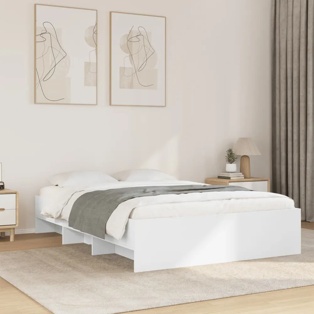 Bedframe bewerkt hout wit 120x190 cm