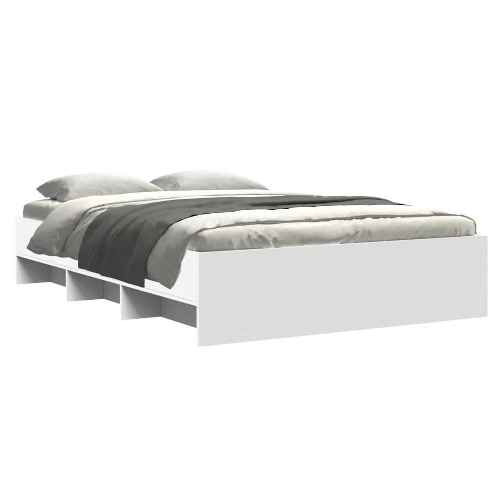 Bedframe bewerkt hout wit 120x190 cm