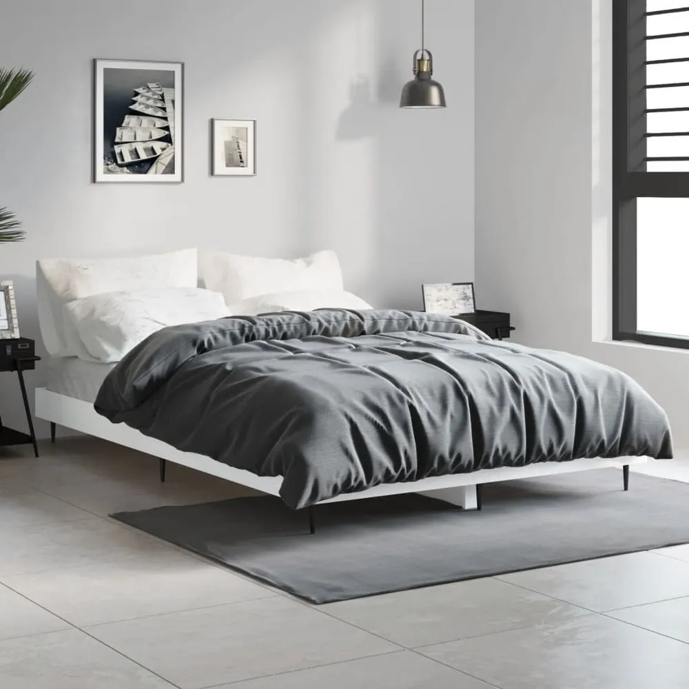 Bedframe bewerkt hout wit 120x190 cm