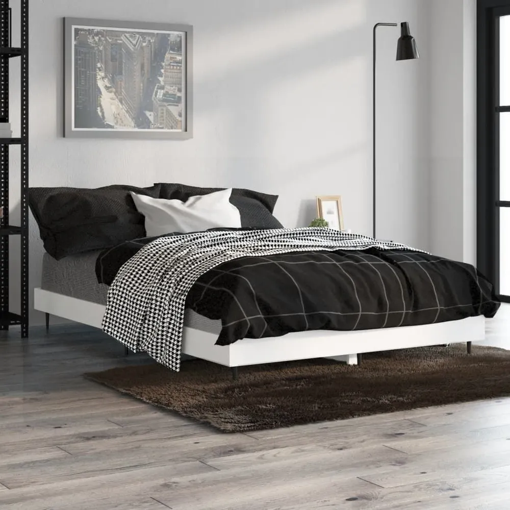 Bedframe bewerkt hout wit 120x190 cm