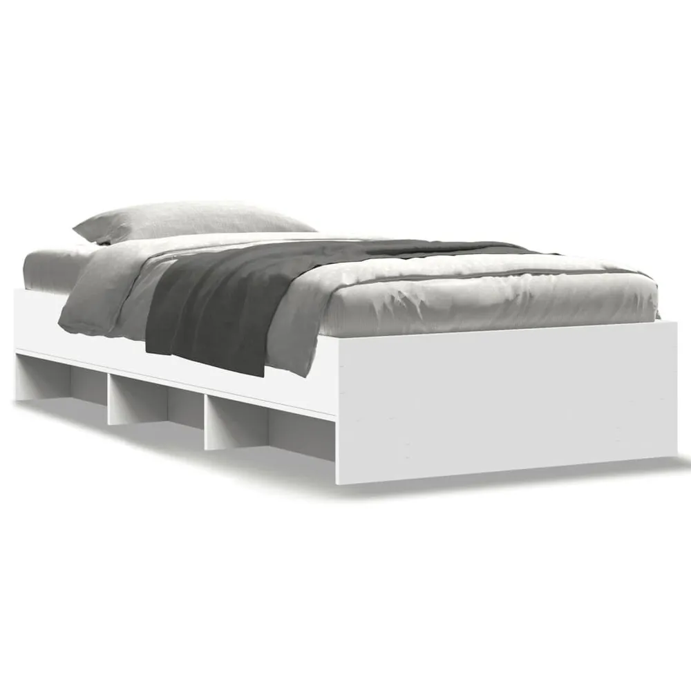 Bedframe bewerkt hout wit 75x190 cm