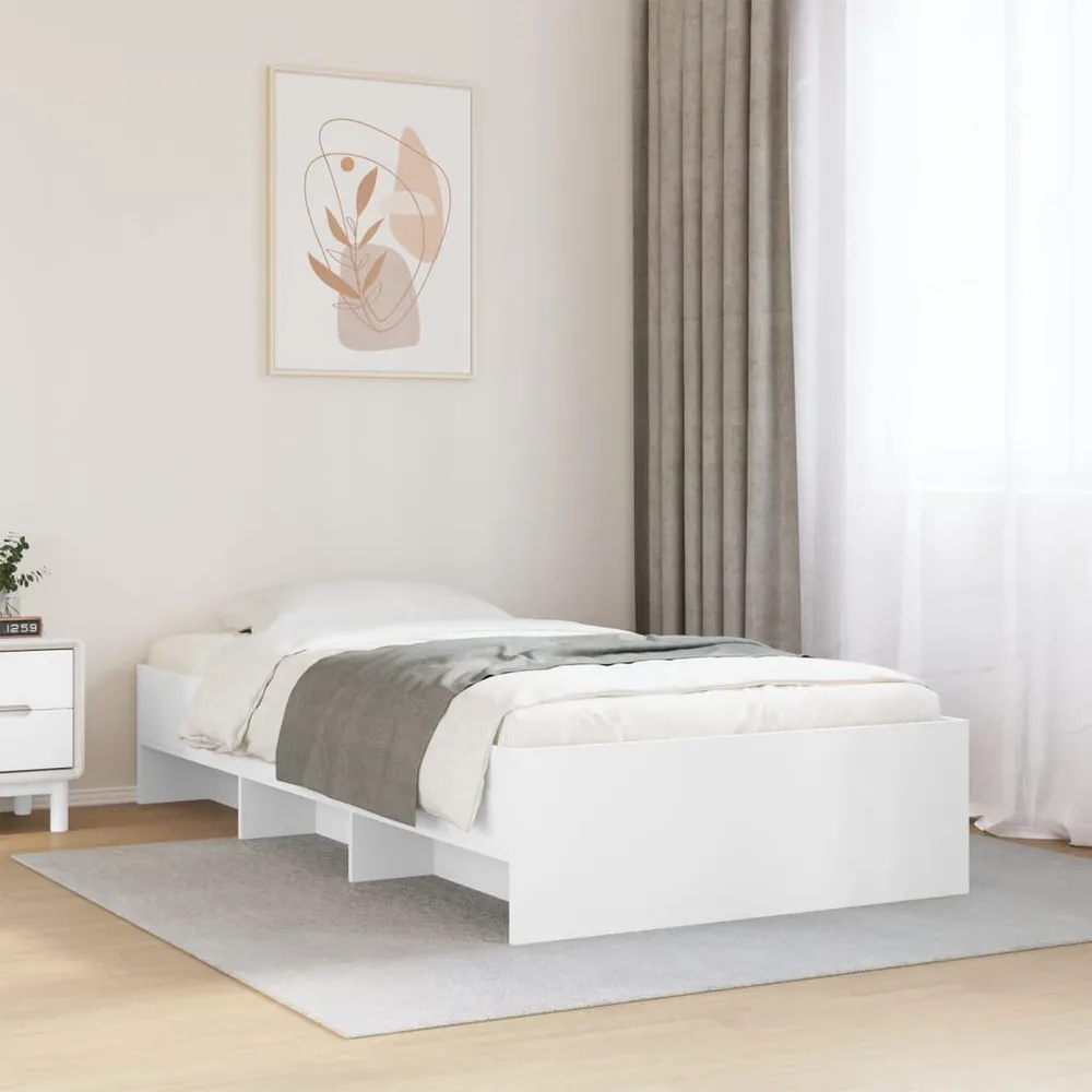 Bedframe bewerkt hout wit 75x190 cm
