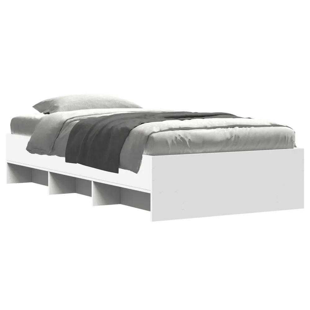 Bedframe bewerkt hout wit 75x190 cm
