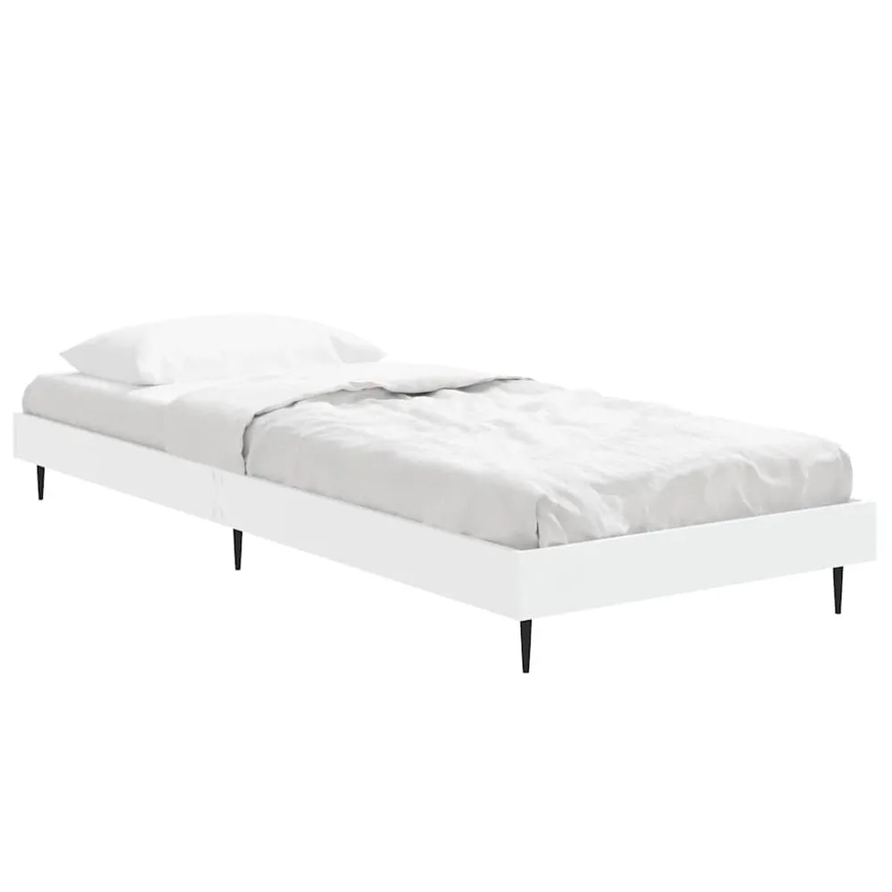 Bedframe bewerkt hout wit 75x190 cm