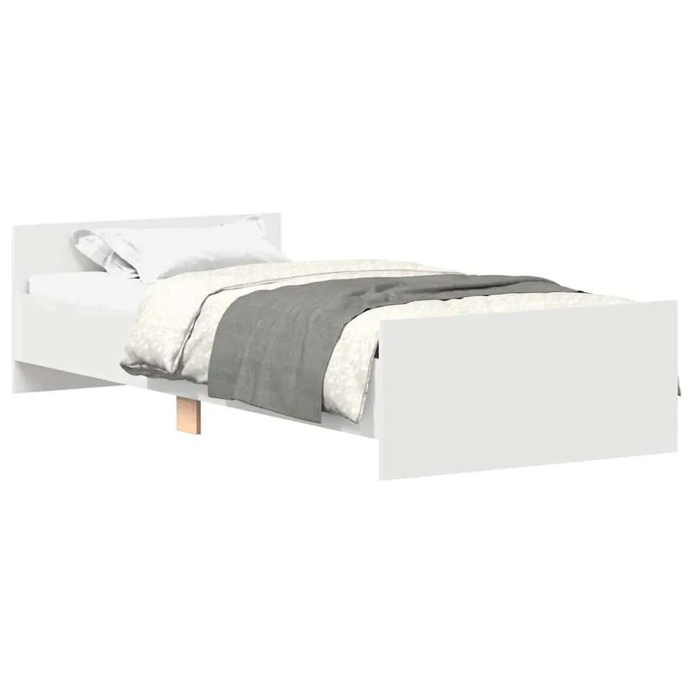 Bedframe bewerkt hout wit 75x190 cm