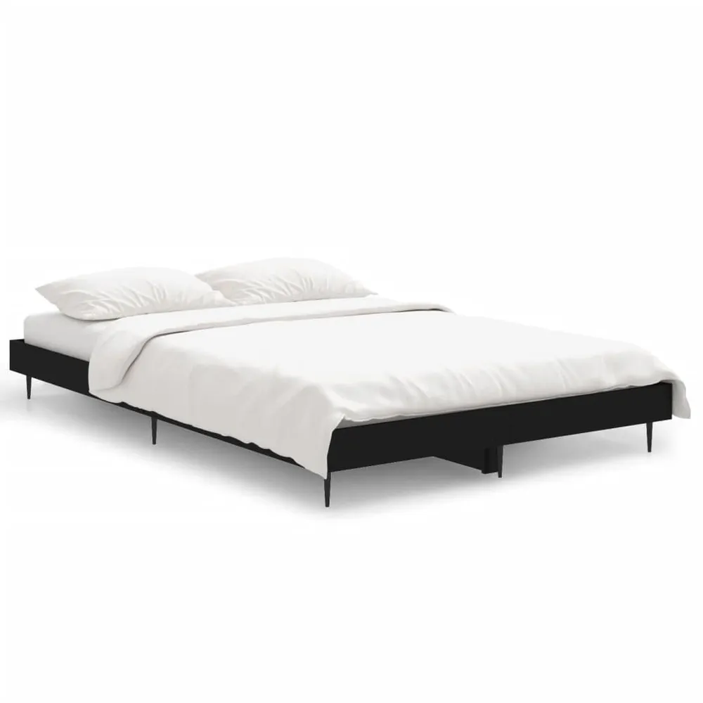 Bedframe bewerkt hout zwart 120x190 cm
