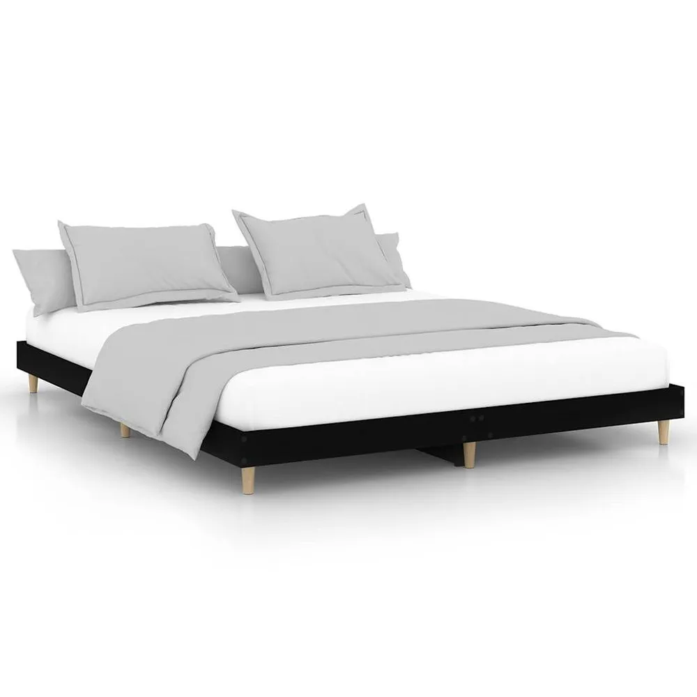 Bedframe bewerkt hout zwart 120x200 cm