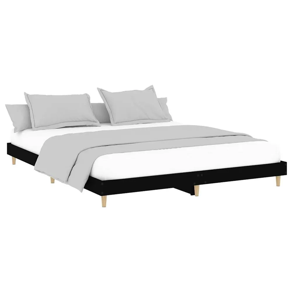 Bedframe bewerkt hout zwart 120x200 cm