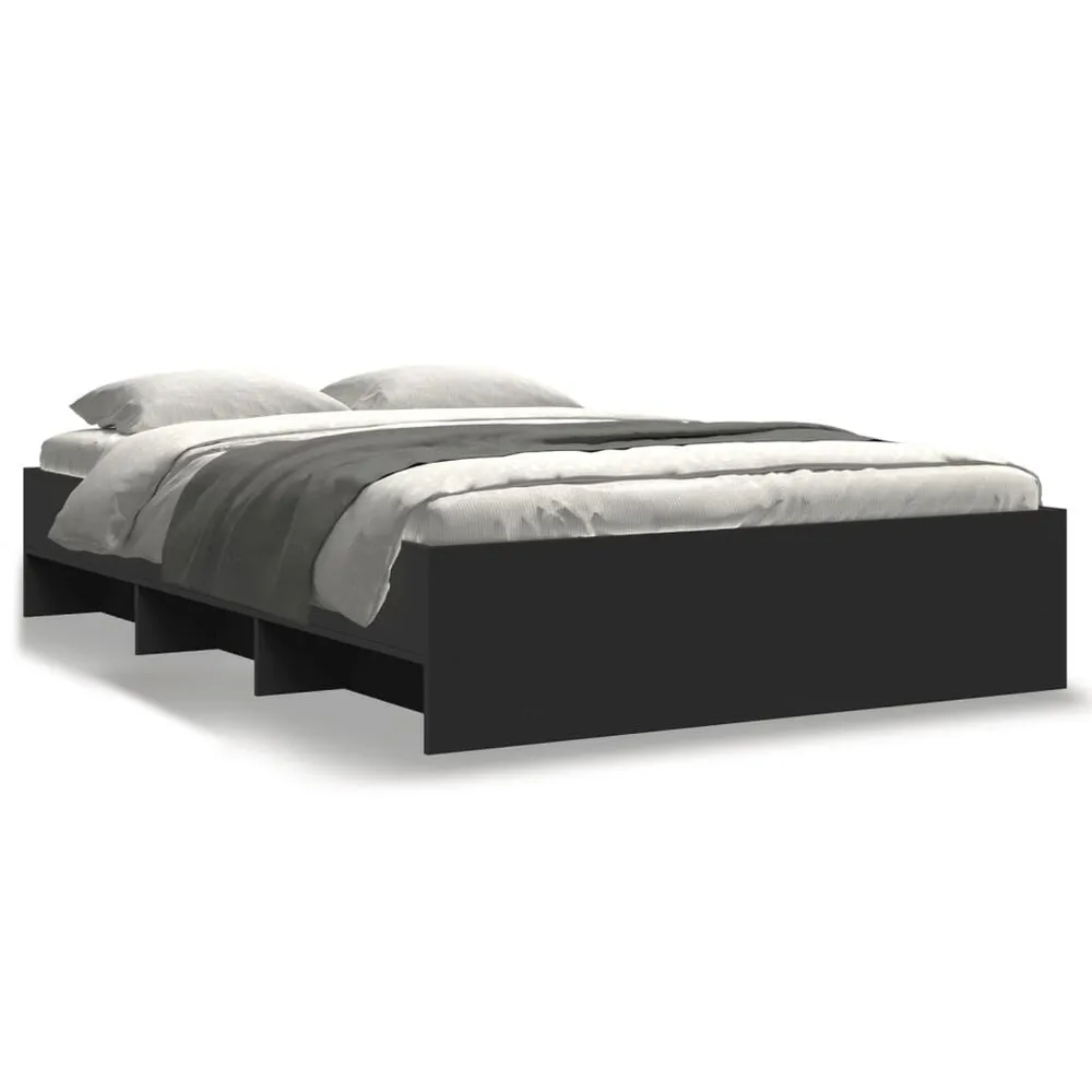 Bedframe bewerkt hout zwart 140x200 cm