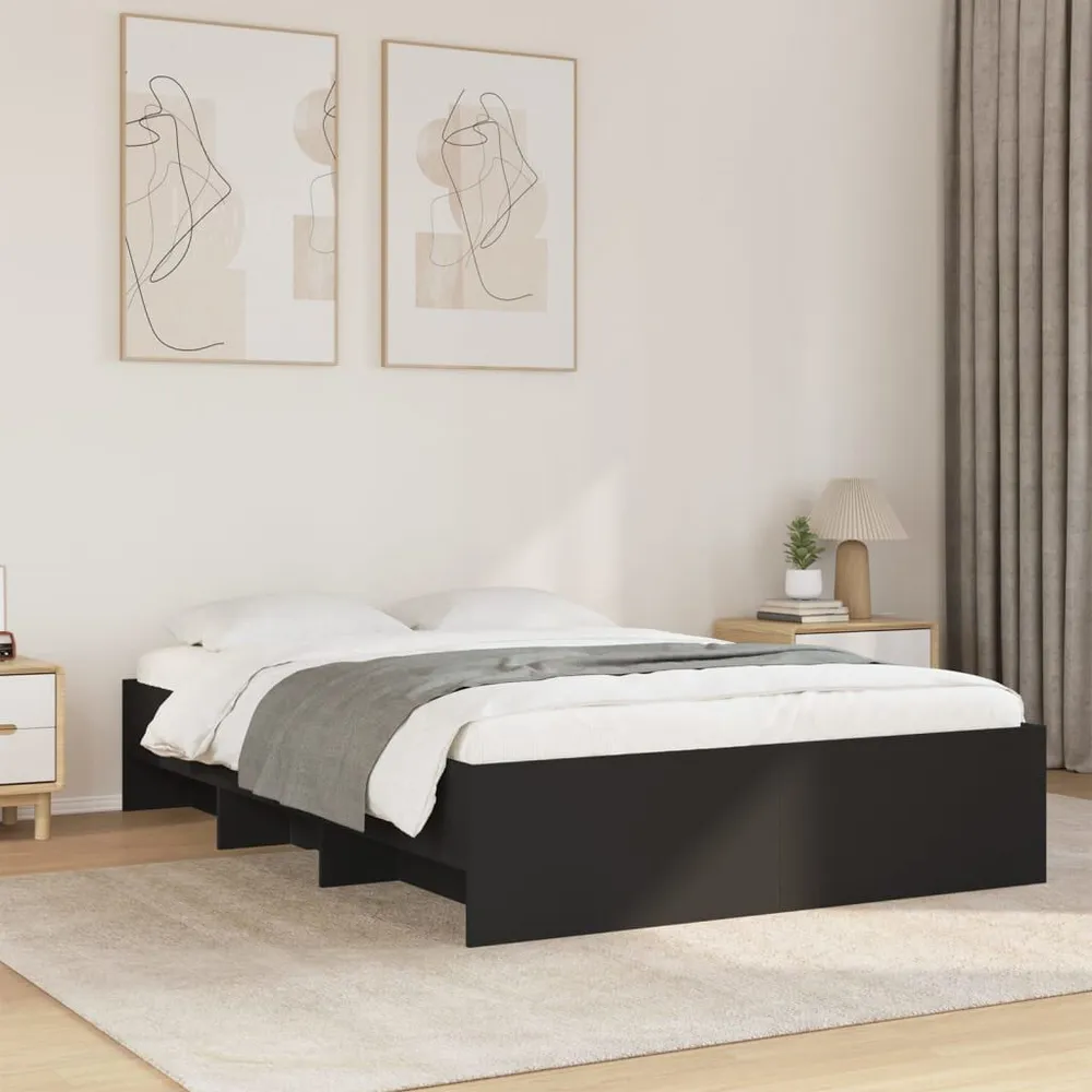 Bedframe bewerkt hout zwart 140x200 cm