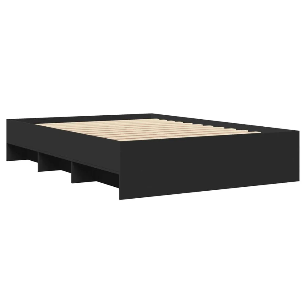 Bedframe bewerkt hout zwart 140x200 cm