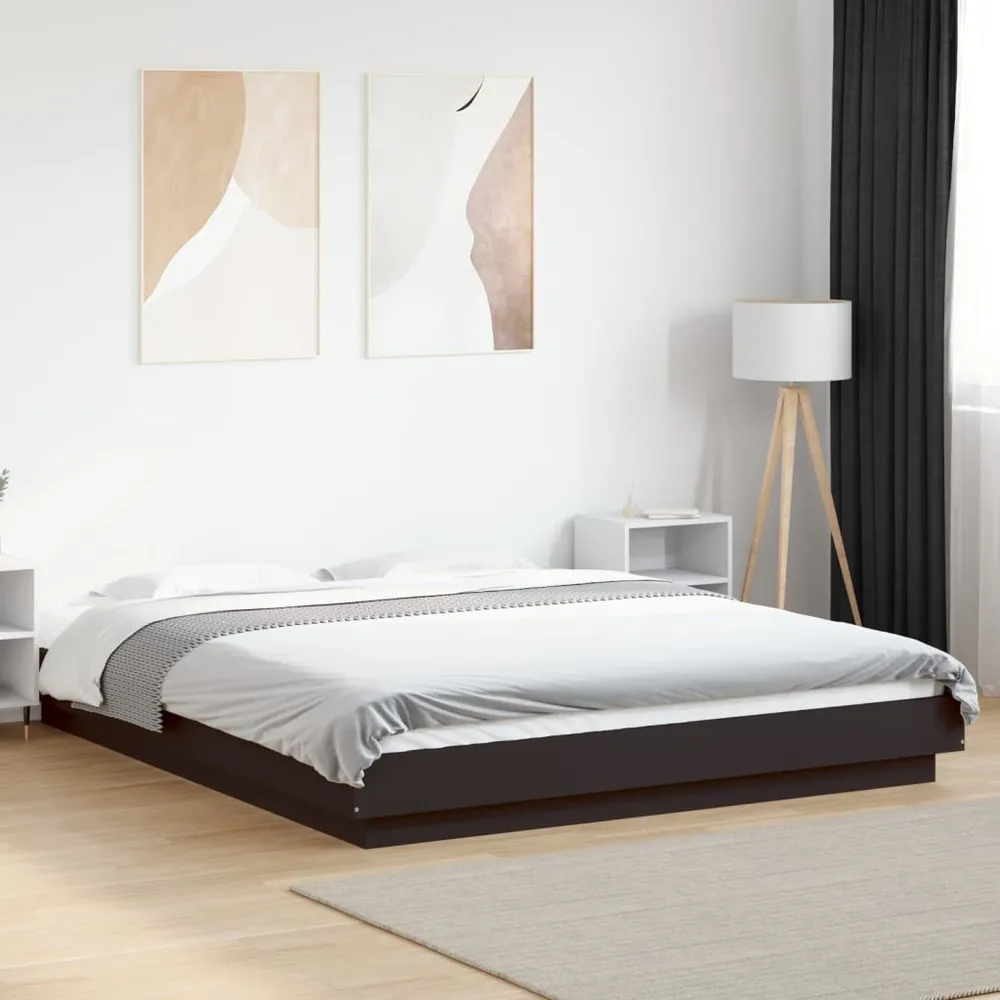 Bedframe bewerkt hout zwart 150x200 cm