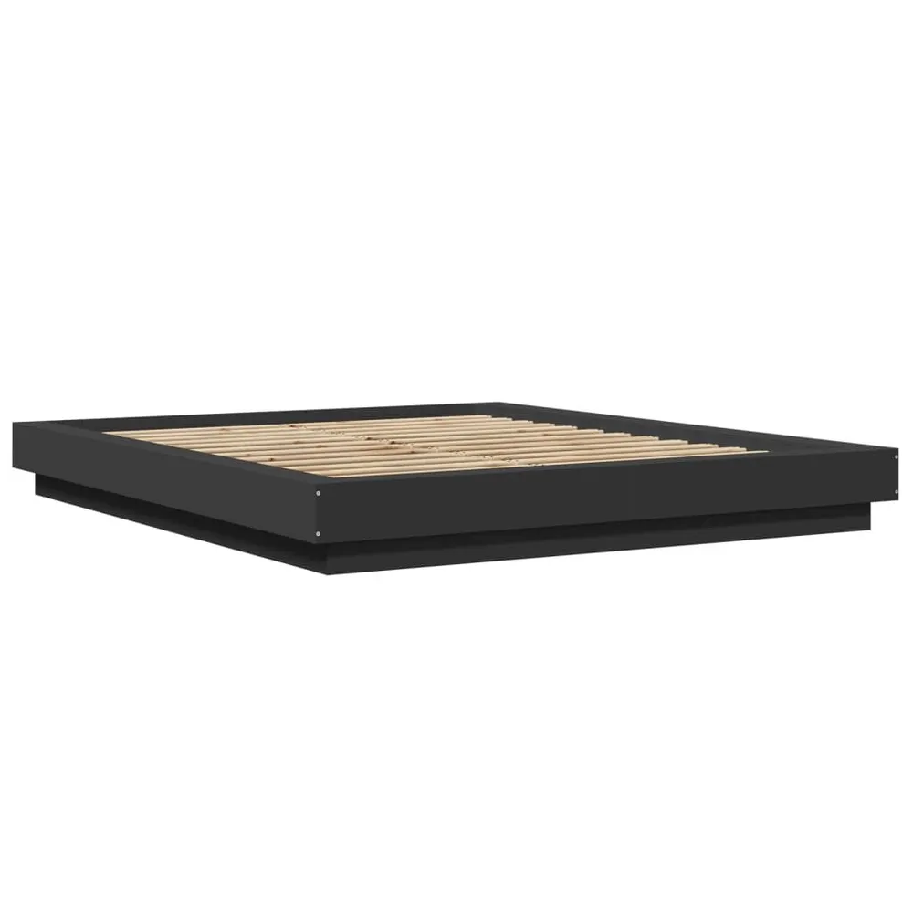 Bedframe bewerkt hout zwart 150x200 cm