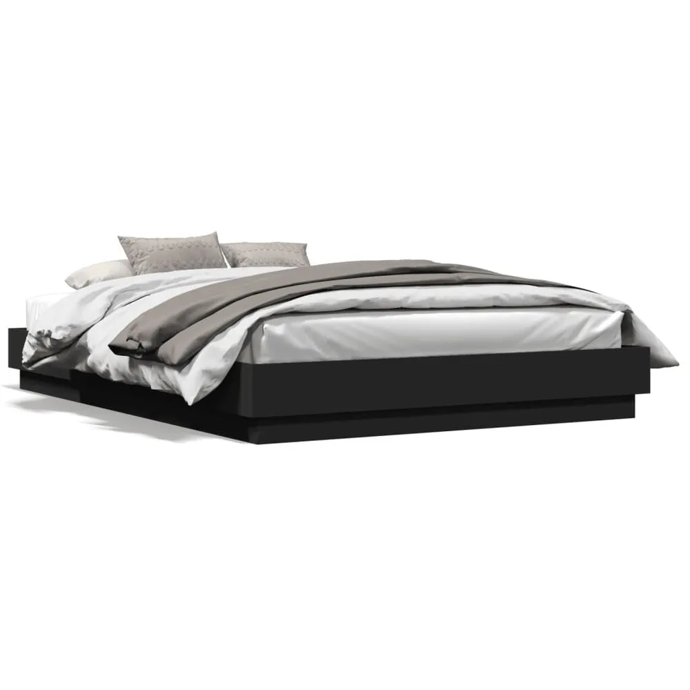 Bedframe bewerkt hout zwart 150x200 cm