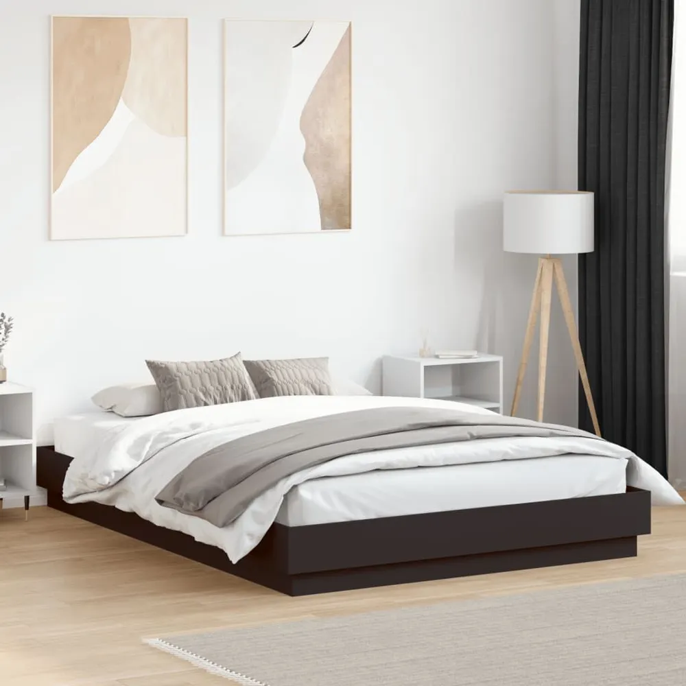 Bedframe bewerkt hout zwart 150x200 cm
