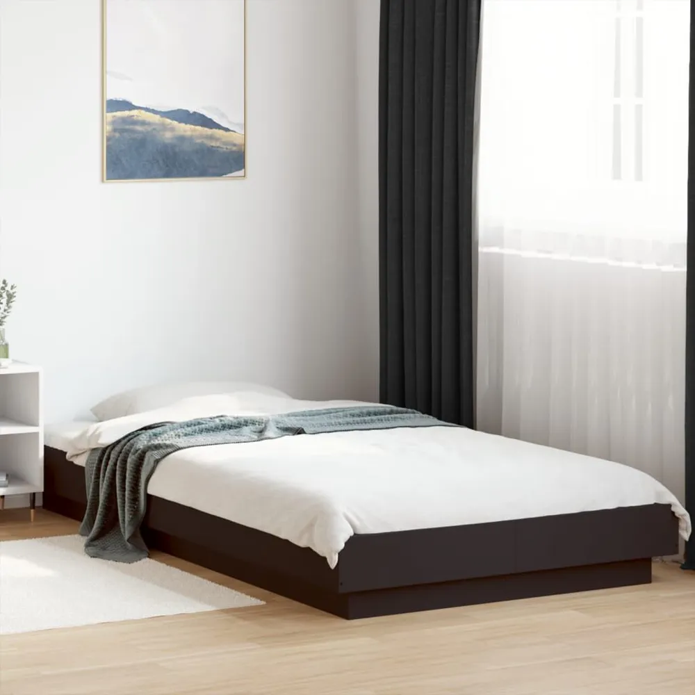 Bedframe bewerkt hout zwart 75x190 cm