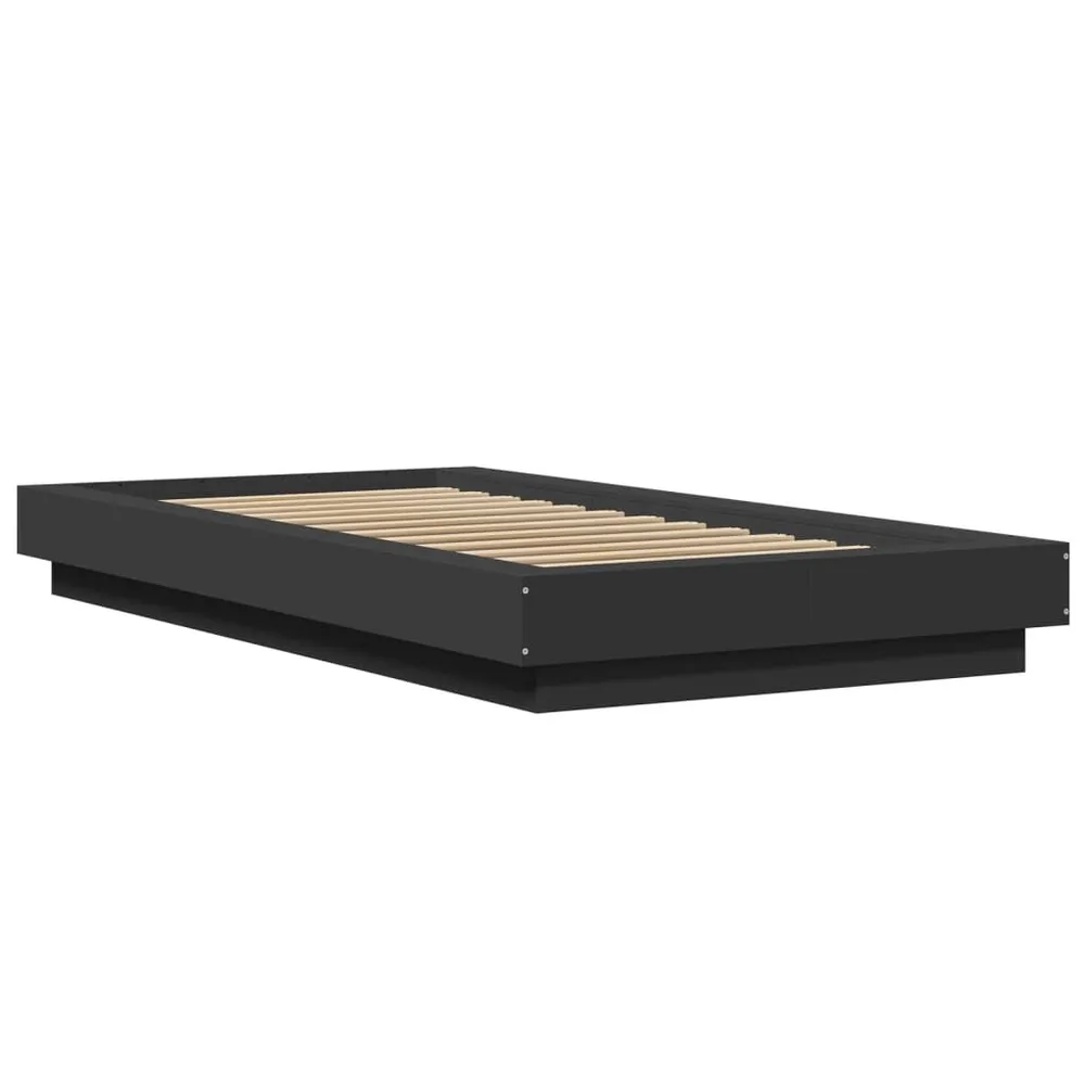 Bedframe bewerkt hout zwart 75x190 cm