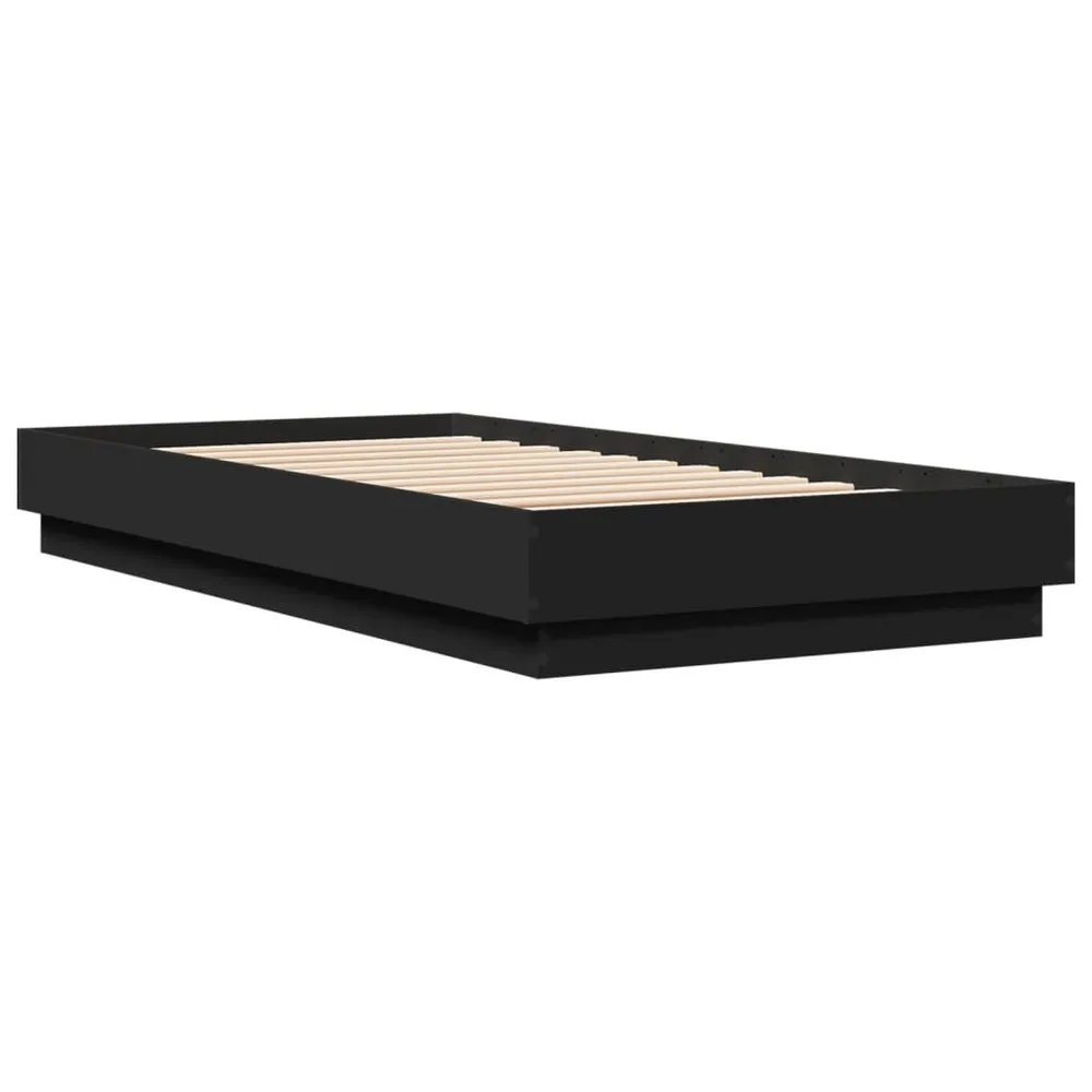 Bedframe bewerkt hout zwart 75x190 cm