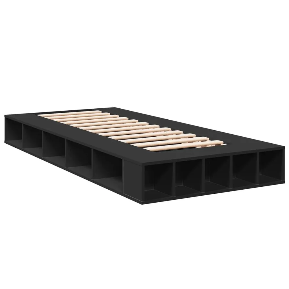 Bedframe bewerkt hout zwart 90x200 cm