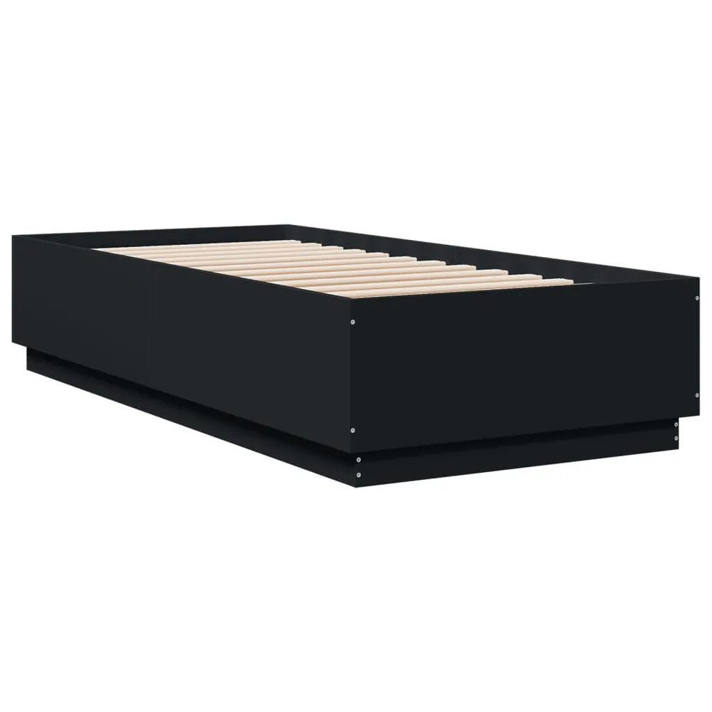 Bedframe bewerkt hout zwart 90x200 cm