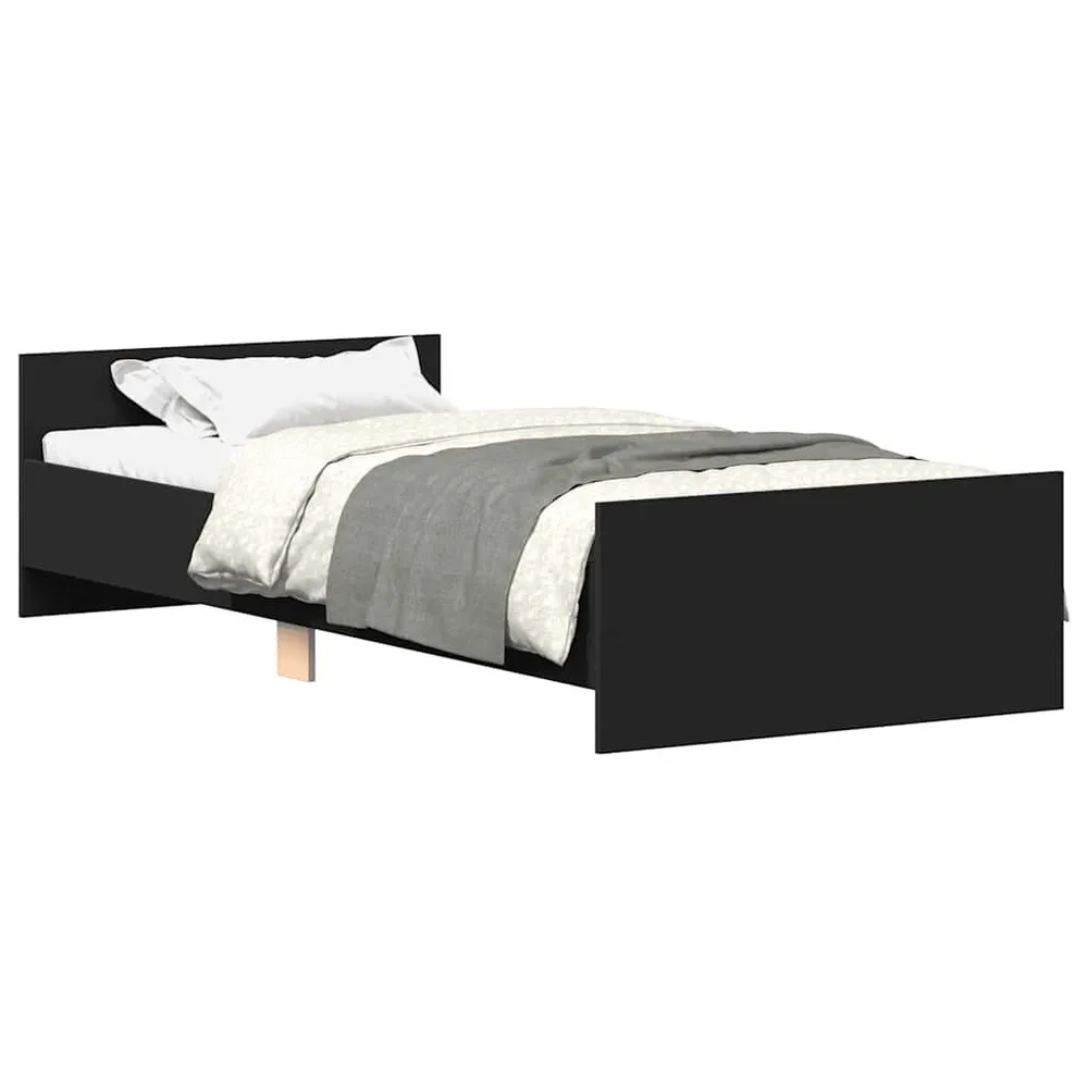 Bedframe bewerkt hout zwart 90x200 cm
