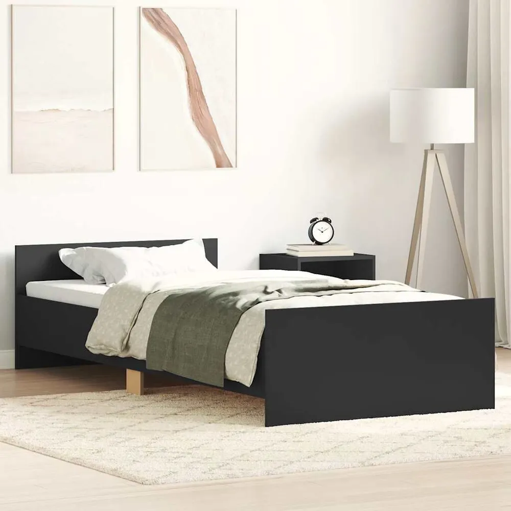Bedframe bewerkt hout zwart 90x200 cm