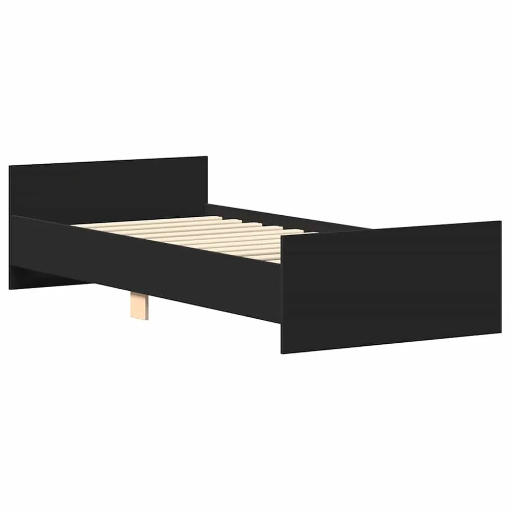 Bedframe bewerkt hout zwart 90x200 cm