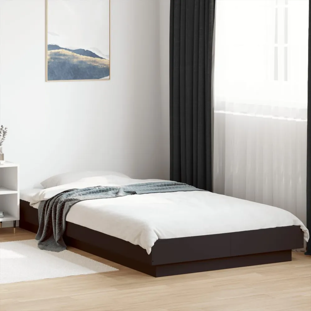 Bedframe bewerkt hout zwart 90x200 cm