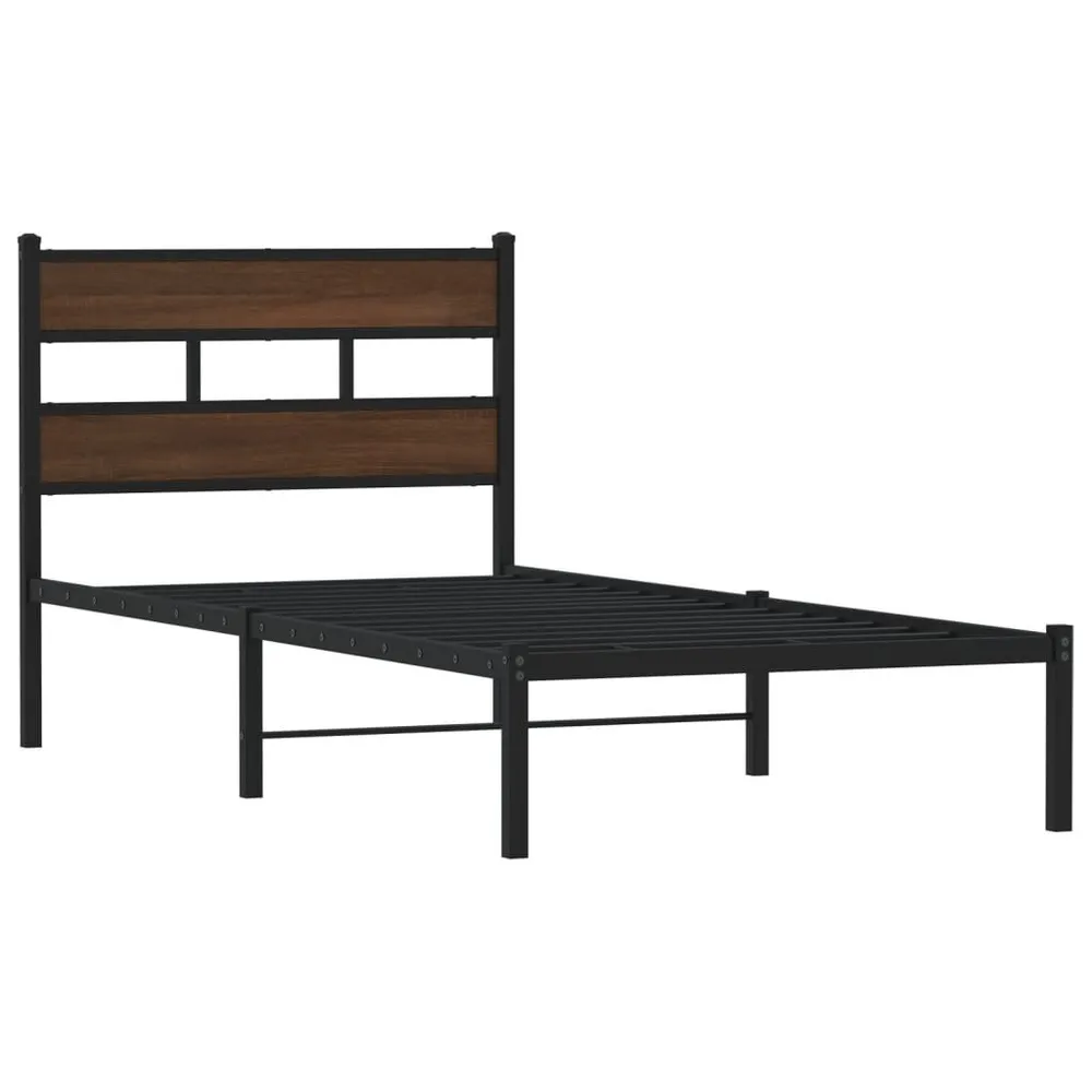 Bedframe met hoofdbord zonder matras bruin eiken 100x190 cm