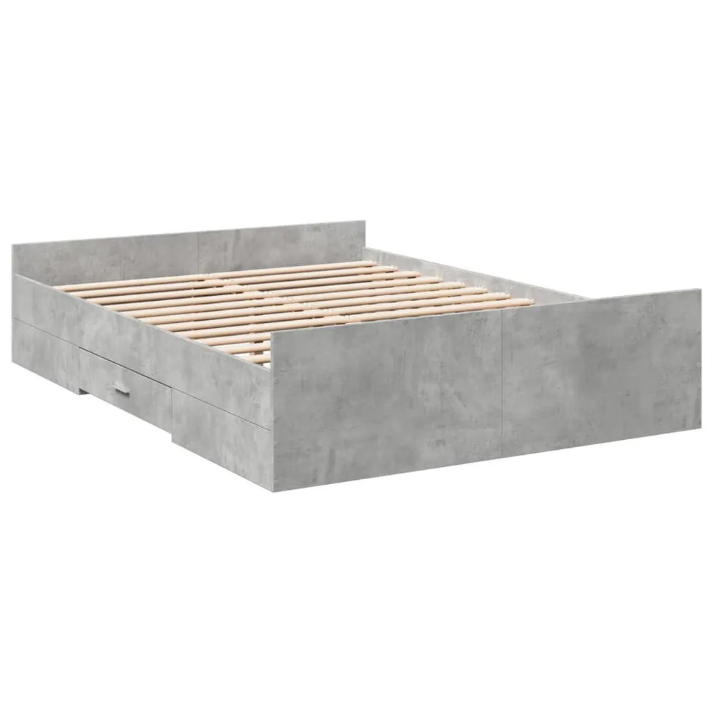 Bedframe met lades bewerkt hout betongrijs 120x190 cm