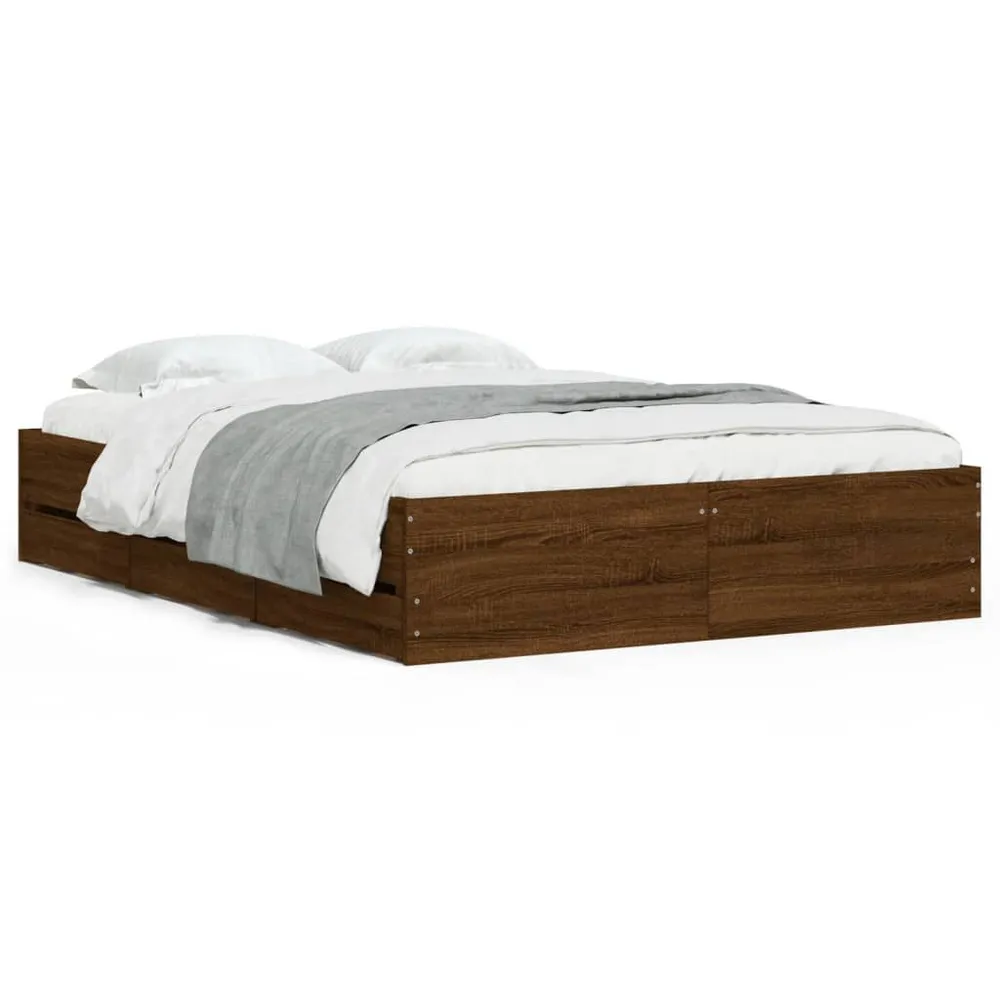 Bedframe met lades bewerkt hout bruin eikenkleur 120x190 cm