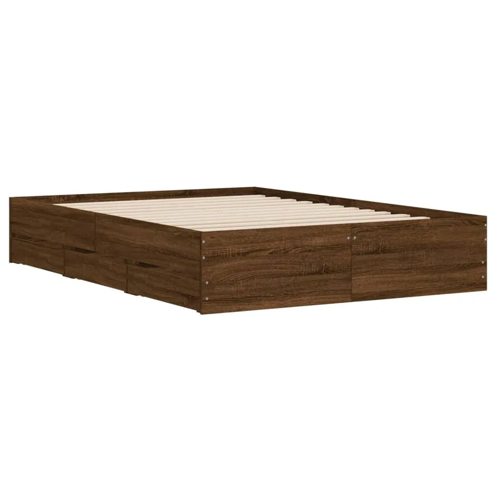 Bedframe met lades bewerkt hout bruin eikenkleur 120x190 cm