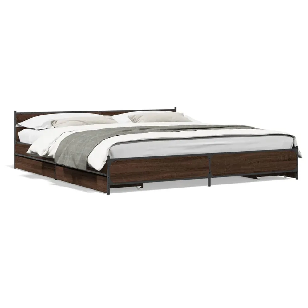 Bedframe met lades bewerkt hout bruin eikenkleur 180x200 cm