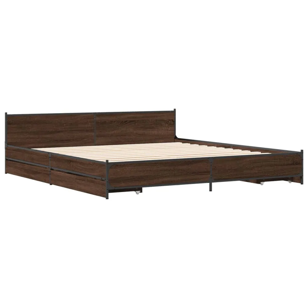 Bedframe met lades bewerkt hout bruin eikenkleur 180x200 cm