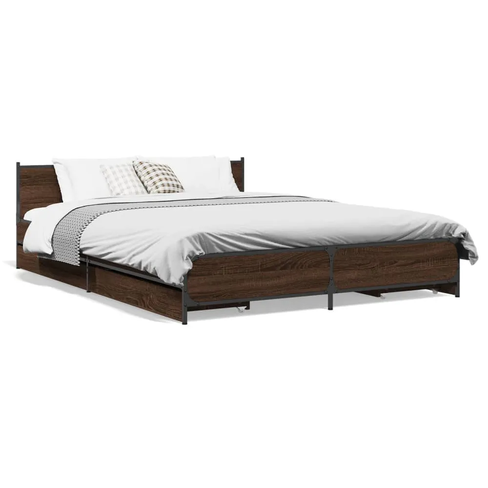 Bedframe met lades bewerkt hout bruin eikenkleur 120x190 cm