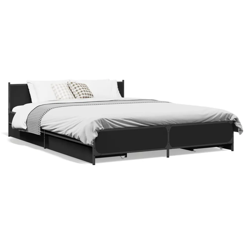 Bedframe met lades bewerkt hout bruin eikenkleur 120x190 cm