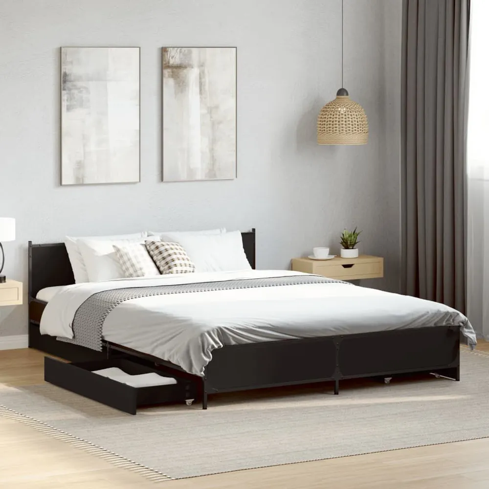 Bedframe met lades bewerkt hout bruin eikenkleur 120x190 cm