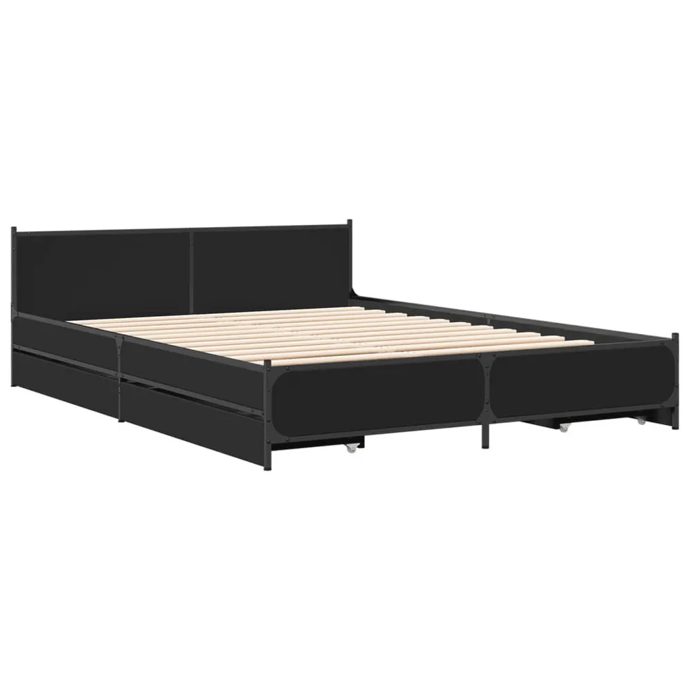 Bedframe met lades bewerkt hout bruin eikenkleur 120x190 cm