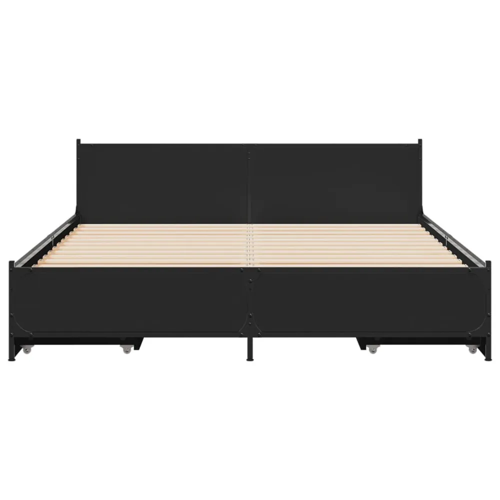 Bedframe met lades bewerkt hout bruin eikenkleur 120x190 cm