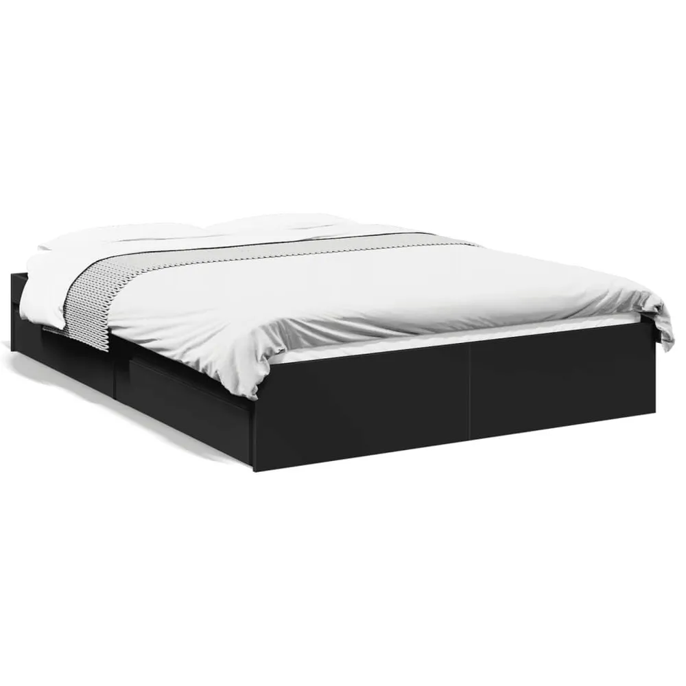 Bedframe met lades bewerkt hout bruin eikenkleurig 120x190 cm