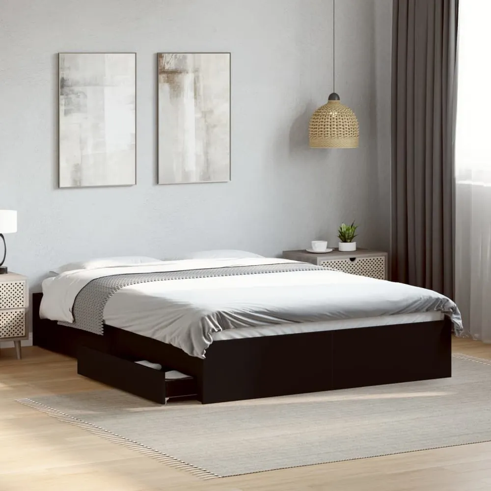 Bedframe met lades bewerkt hout bruin eikenkleurig 120x190 cm